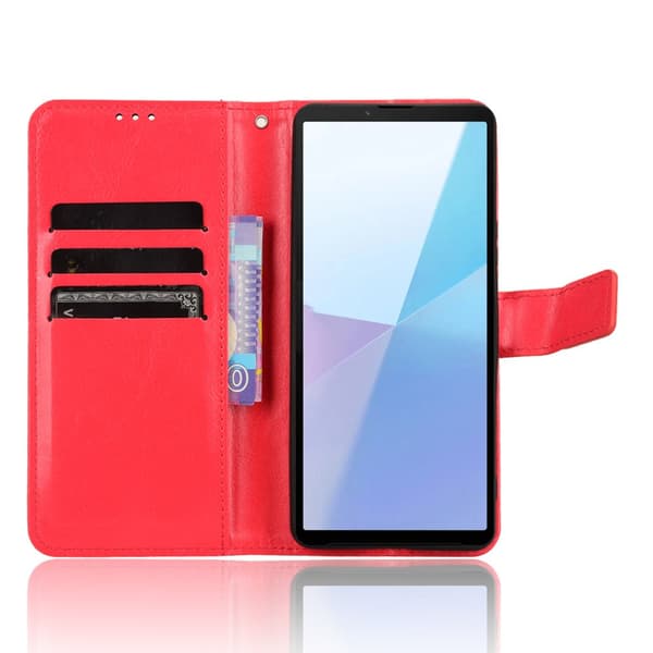 SKALO Sony Xperia 10 VI Crazy Horse Pungetui PU læder - Rød
