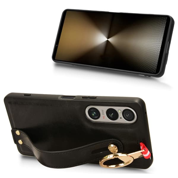 SKALO Sony Xperia 1 VI PU-nahkakuori käsivarsinauhalla - Musta