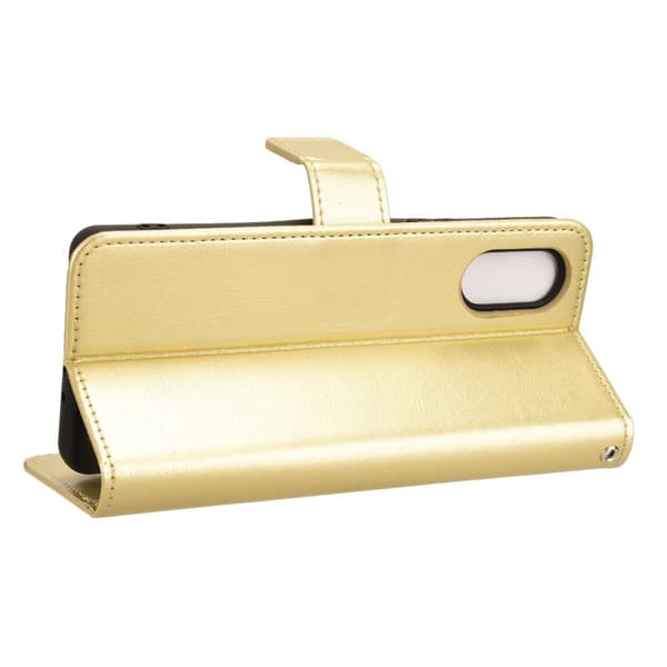 SKALO Sony Xperia 10 VI Crazy Horse Pungetui PU læder - Guld