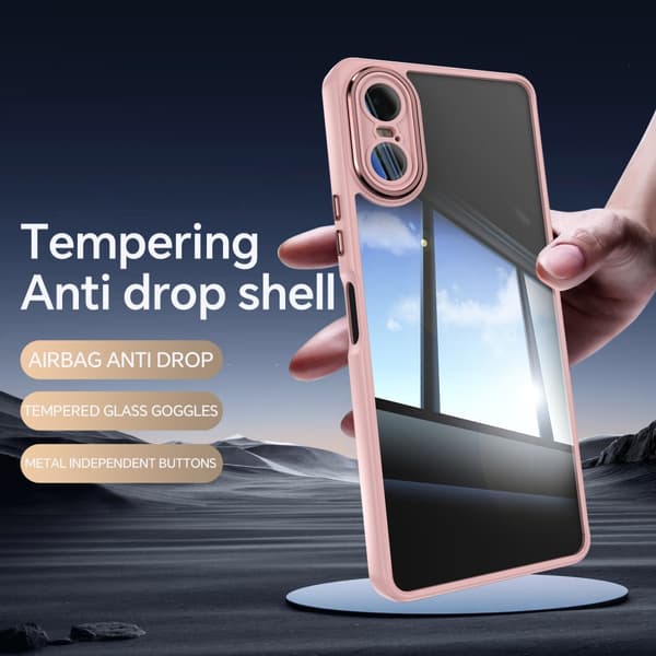 Sony Xperia 10 VI SKALO Silky Touch TPU + Akryyli Metallipainikkeet Suojakuori - Pinkki