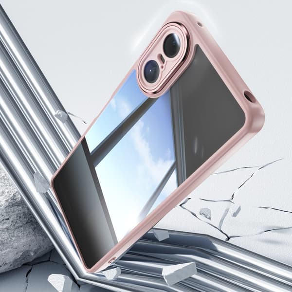 Sony Xperia 10 VI SKALO Silky Touch TPU + Akryyli Metallipainikkeet Suojakuori - Pinkki