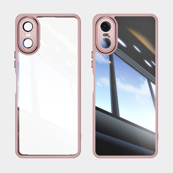 Sony Xperia 10 VI SKALO Silky Touch TPU + Akryyli Metallipainikkeet Suojakuori - Pinkki