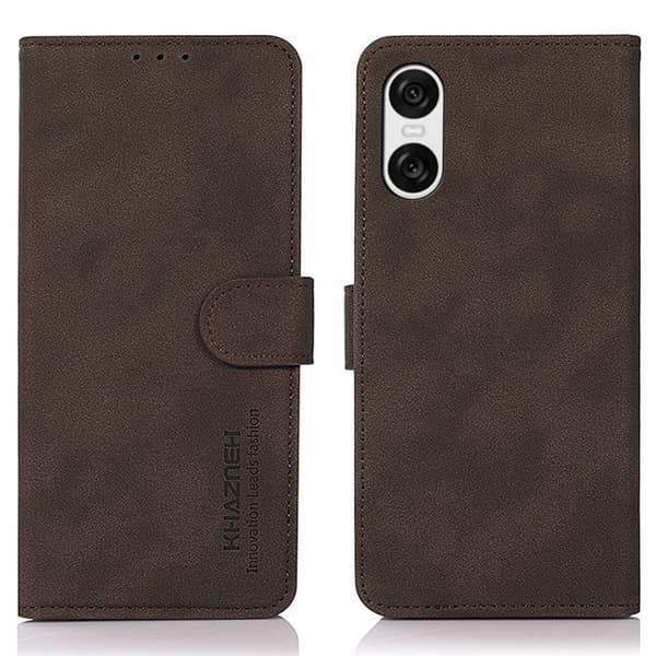 SKALO Sony Xperia 10 VI KHAZNEH Lompakkokotelo PU-nahasta - Ruskea