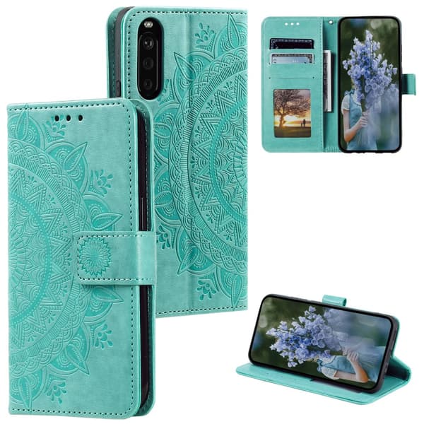 SKALO Sony Xperia 10 VI Mandala lompakkokotelo - Turkoosi