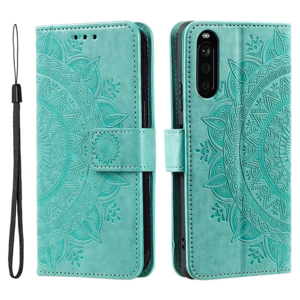 SKALO Sony Xperia 10 VI Mandala lompakkokotelo - Turkoosi