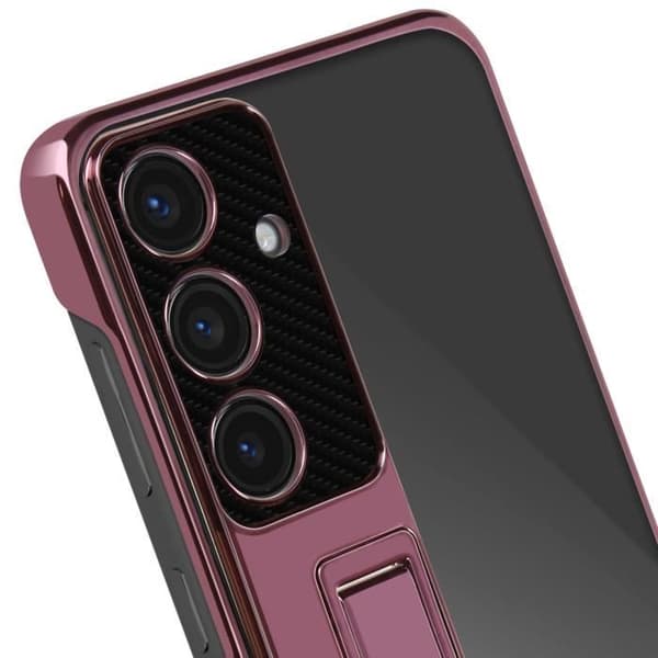 Fodral till Samsung S24 - AVIZAR - Hard Back Soft Contour - Röd - Kolfibereffekt - Stöd för stöd