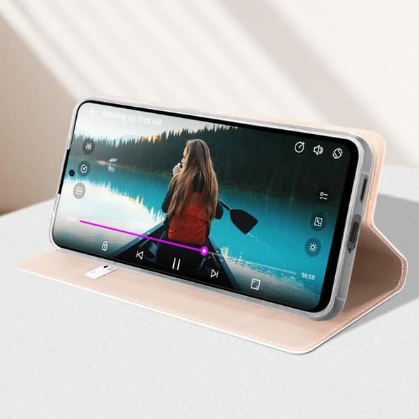 Fodral för Samsung Galaxy S24 Flip-korthållare Support Video Dux Ducis Rose Champagne