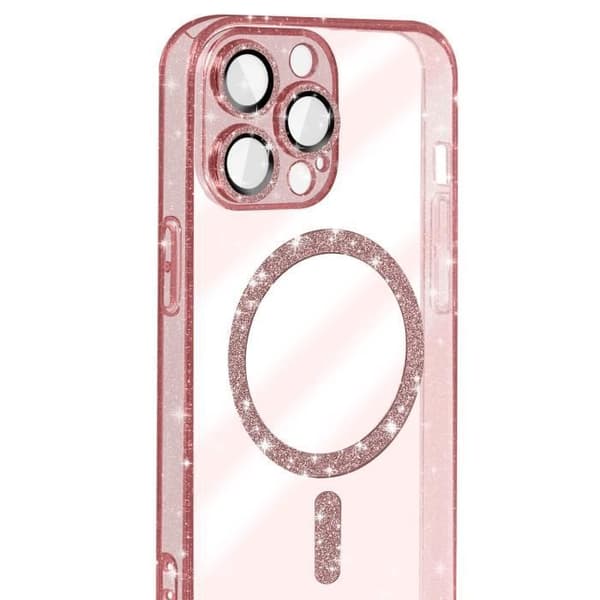 MagSafe Fodral för iPhone 14 Pro Glitter Silikon Rosa Champagne - AVIZAR - Halvstyv - Smidig - Blandad