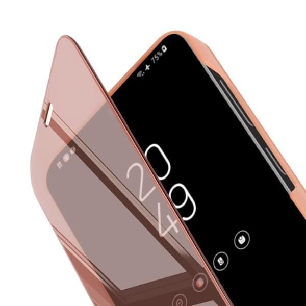 Etui för Samsung Galaxy S24 - AVIZAR - Lock med spegeleffekt Stöd Ställning - Aprikos Crush