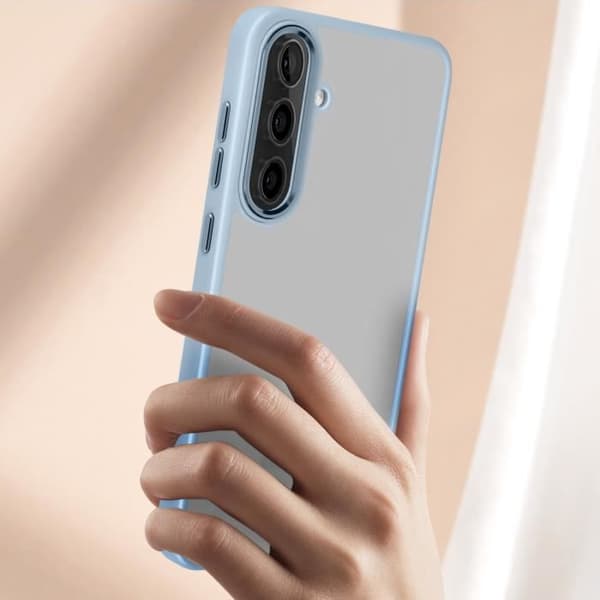 Fodral till Samsung S24 Plus - AVIZAR - Hård rygg mjuk kontur - Blekblå rökt design