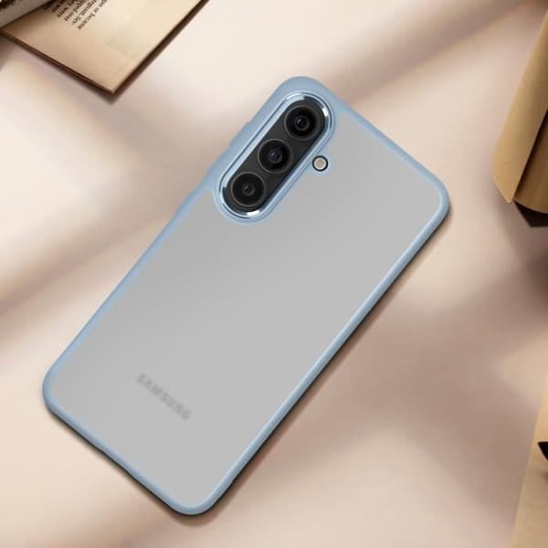 Fodral till Samsung S24 Plus - AVIZAR - Hård rygg mjuk kontur - Blekblå rökt design