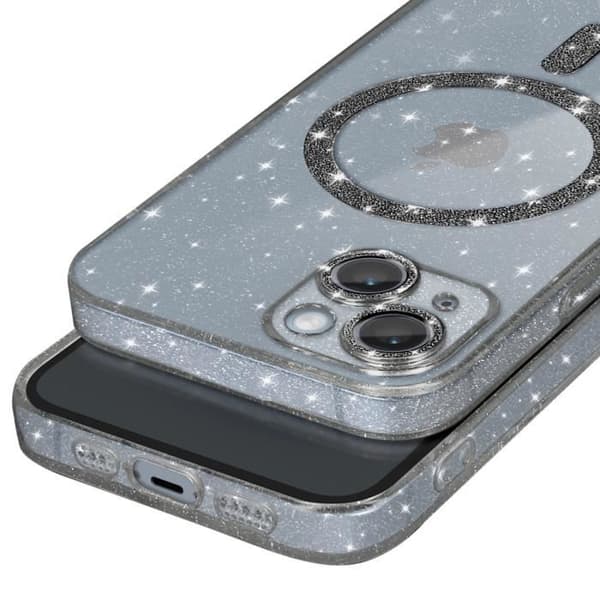 MagSafe Fodral för iPhone 14 Svart Glitter Silikon - AVIZAR - Halvstyvt - Syntet - Blandat