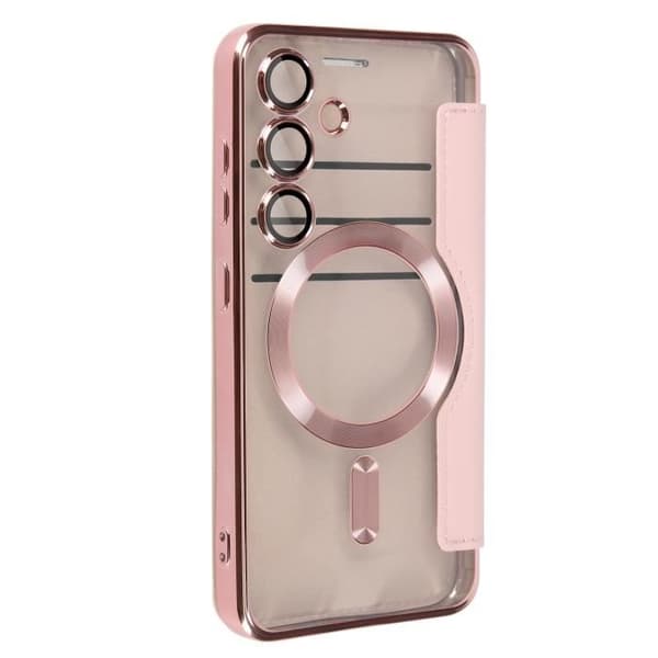 Flip-fodral till Samsung S24 - AVIZAR - MagSafe-kompatibel - RFID-skydd - Puderrosa