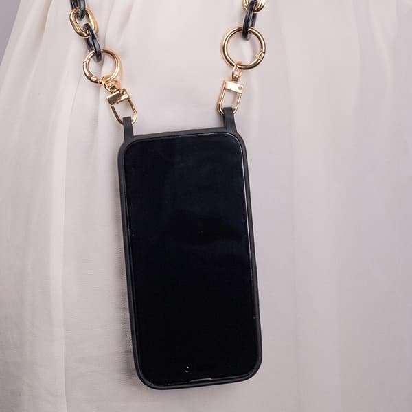 Silikoneetui med mobilstropholder til Samsung Galaxy A05s - Sort