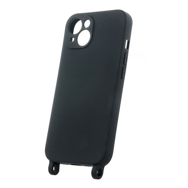 Silikoneetui med mobilstropholder til Samsung Galaxy A05s - Sort