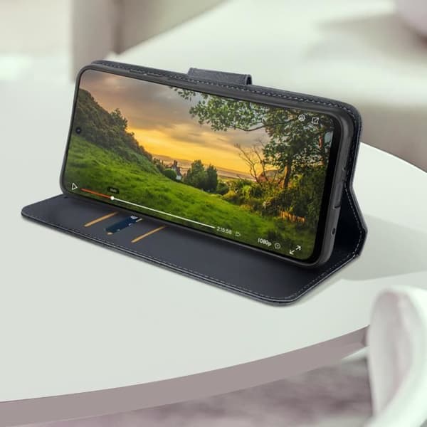 Fodral för Motorola Moto G24 och G04 Handledsrem midnattsblå för plånboksstöd
