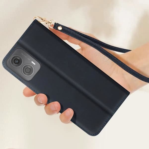 Fodral för Motorola Moto G24 och G04 Handledsrem midnattsblå för plånboksstöd