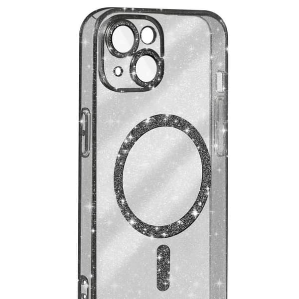 Fodral till iPhone 15 AVIZAR - Svart Glitter Silikon - Stötsäker och anti-repa