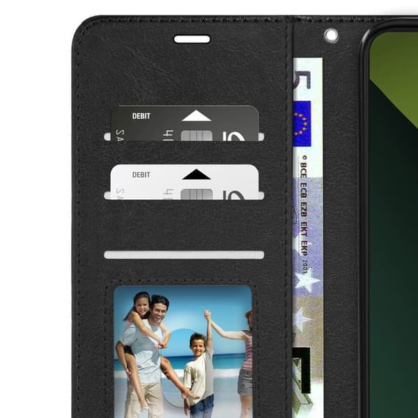 Fodral till Redmi Note 13 Pro 5G - MAYAXESS - Plånboksställ och handledsrem - Svart