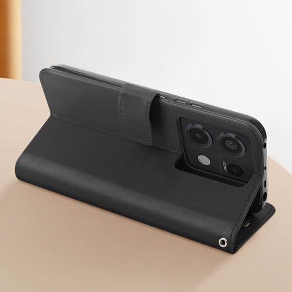 Fodral till Redmi Note 13 Pro 5G - MAYAXESS - Plånboksställ och handledsrem - Svart
