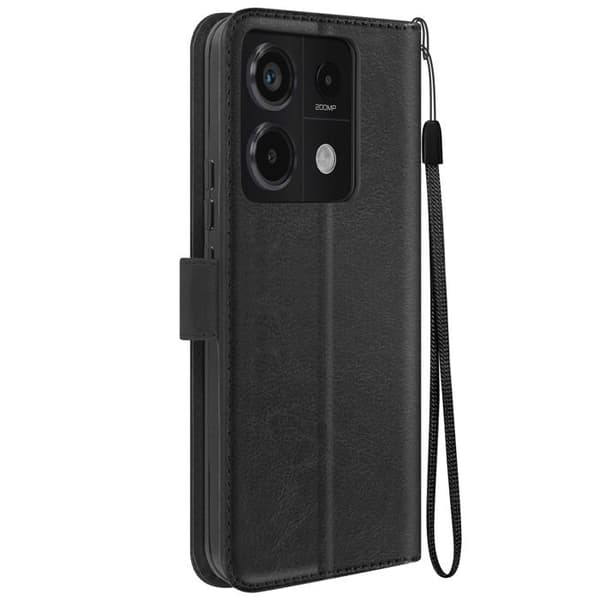 Fodral till Redmi Note 13 Pro 5G - MAYAXESS - Plånboksställ och handledsrem - Svart