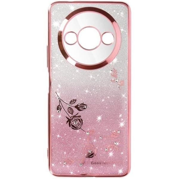Fodral till Xiaomi Redmi A3 - AVIZAR - Glitterblommor - Mjuk silikon - Stödring
