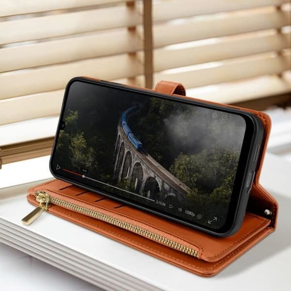 Fodral till Samsung S24 Flower Multi Storage Brun