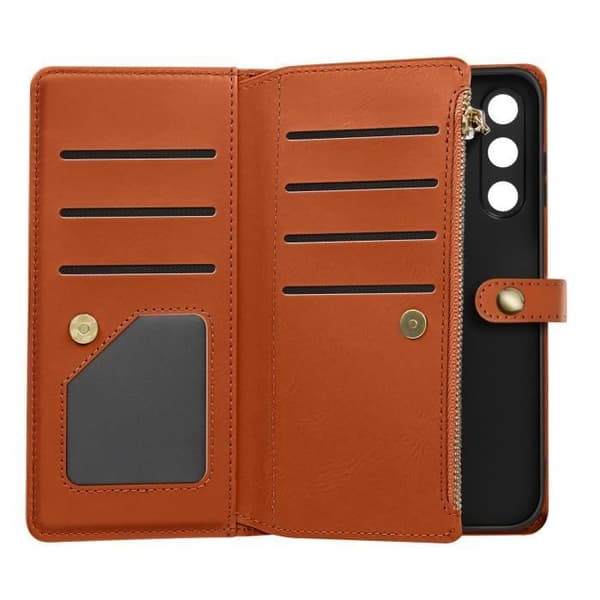Fodral till Samsung S24 Flower Multi Storage Brun