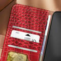 Miniatyrbild 4 av 4: Läderfodral för Samsung Galaxy S24 RFID-plånbok Krokodilmönster Röd