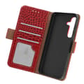 Miniatyrbild 2 av 4: Läderfodral för Samsung Galaxy S24 RFID-plånbok Krokodilmönster Röd