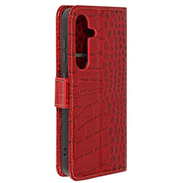 Läderfodral för Samsung Galaxy S24 RFID-plånbok Krokodilmönster Röd