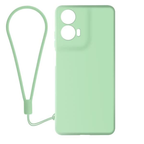AVIZAR Fodral för Motorola Moto G24 och G04 - Halvstyv silikon - Ljusgrön - Handledsrem ingår