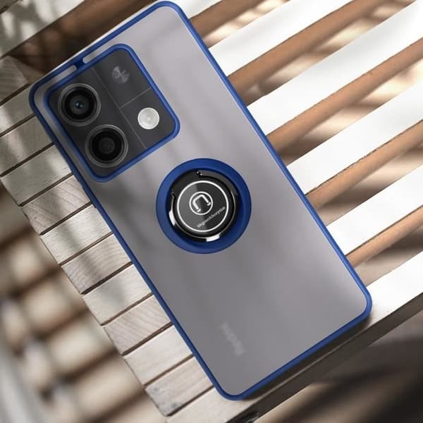 AVIZAR hårt fodral för Xiaomi Redmi Note 13 5G - Metallringstödfunktion - Midnattsblå