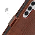 Miniatyrbild 3 av 4: Läderfodral till Samsung Galaxy S24 RFID-plånbok Krokodilmönster Brun