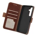 Miniatyrbild 2 av 4: Läderfodral till Samsung Galaxy S24 RFID-plånbok Krokodilmönster Brun