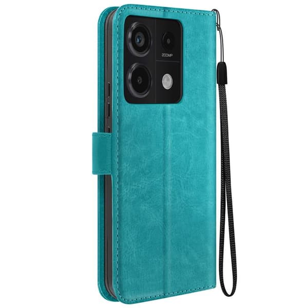 Fodral till Redmi Note 13 Pro 5G - MAYAXESS - Plånboksställ och handledsrem - Turkos