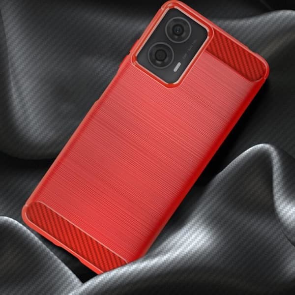 AVIZAR halvstyvt fodral för Motorola Moto G24 och G04 - Röd - Kol och borstad effekt