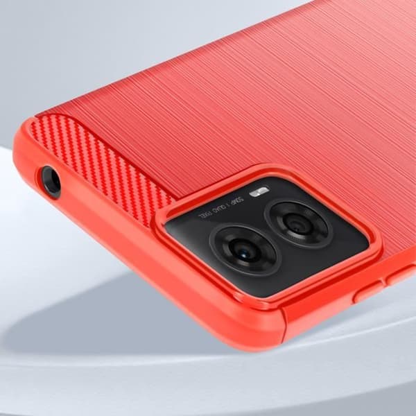 AVIZAR halvstyvt fodral för Motorola Moto G24 och G04 - Röd - Kol och borstad effekt