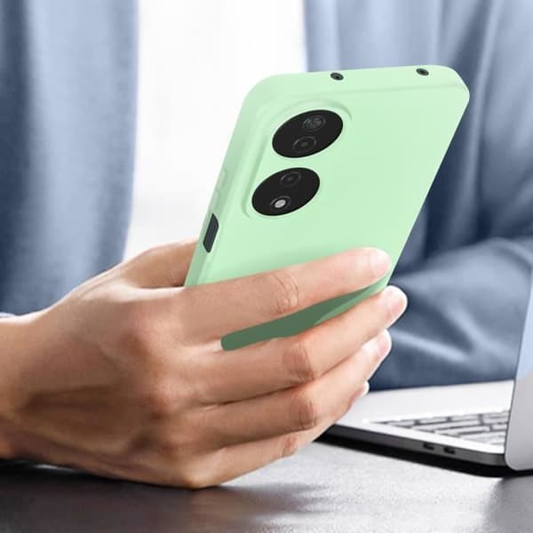 Fodral för Honor 90 Smart - AVIZAR - Silikon Soft-touch finish - Ljusgrön - Handledsrem ingår