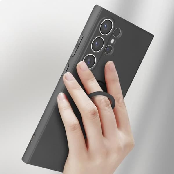 Fodral till Samsung Galaxy S24 Ultra - AVIZAR - Svart - Flexibel silikonringhållare