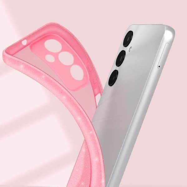 Galaxy A05S silikonfodral - AVIZAR - Glitterdesign - Skyddad kamera - Rosa