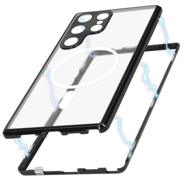MagSafe Helkroppsfodral för Galaxy S24 Ultra Hard Back Härdat Glas Svart