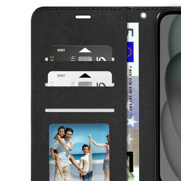 Fodral till iPhone 15 - MAYAXESS - Plånboksställ Funktion - Svart