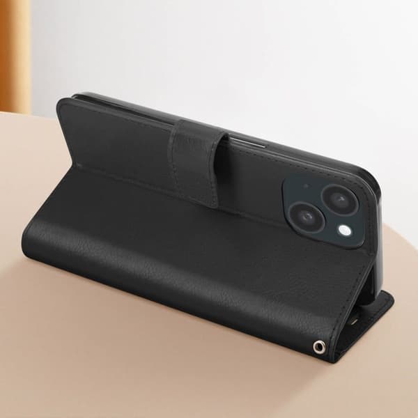 Fodral till iPhone 15 - MAYAXESS - Plånboksställ Funktion - Svart