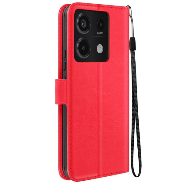 Fodral till Redmi Note 13 Pro 5G - MAYAXESS - Plånboksställ och handledsrem - Röd
