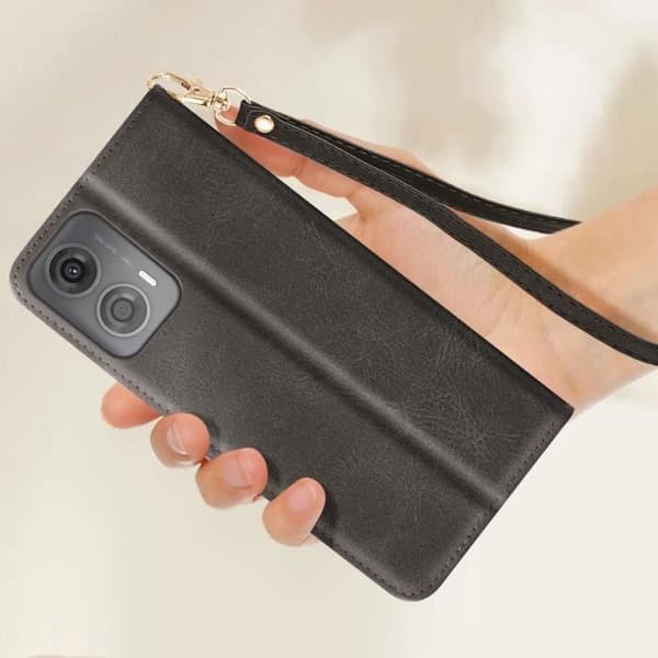 Fodral för Motorola Moto G24 och G04 Plånbokshållare Handledsrem mörkgrå
