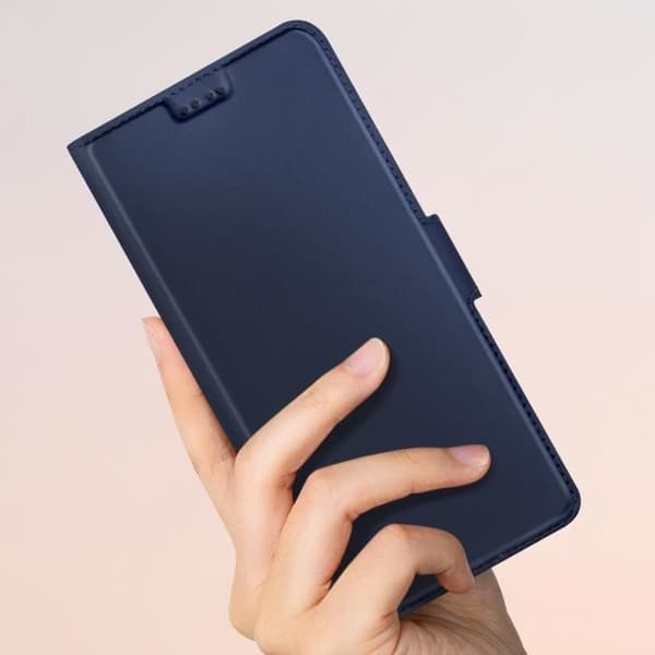 AVIZAR Fodral för Motorola Moto G24 och G04 - Slim Midnight Blue Design - Korthållare och videostöd