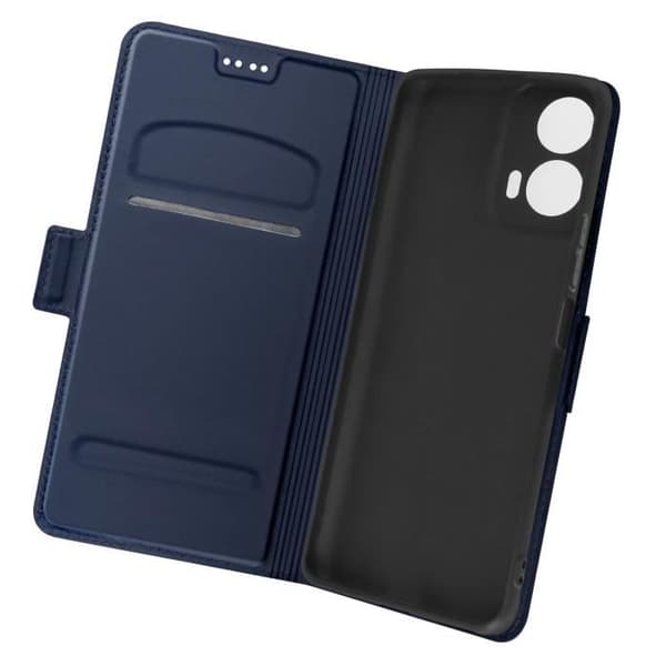 AVIZAR Fodral för Motorola Moto G24 och G04 - Slim Midnight Blue Design - Korthållare och videostöd