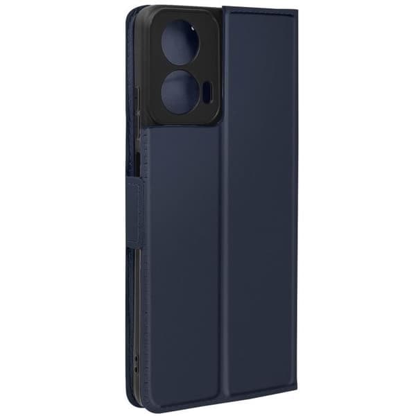 AVIZAR Fodral för Motorola Moto G24 och G04 - Slim Midnight Blue Design - Korthållare och videostöd