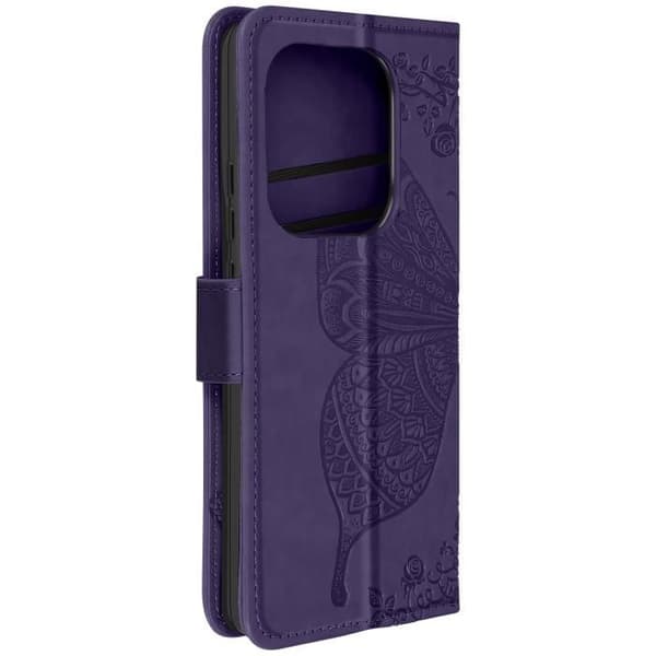 Mandala Butterfly Fodral för Redmi Note 13 Pro Plånbok Handledsrem mörklila